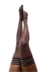 Kixies Marissa Chocolate Nude Sheer Thigh High Tights Size C Hosiery